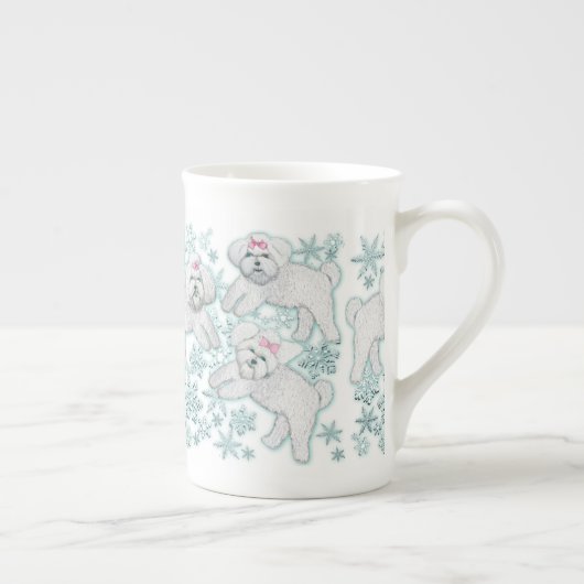 Tasse En Porcelaine Chien de Bologne et chien Bichon Frise Snowflake (Droite)