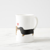 Tasse En Porcelaine Chien de chien renard Kiss with Heart Cute Wiener (Devant droit)