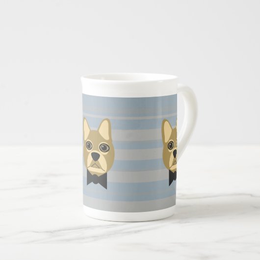 Tasse En Porcelaine Chien-taureau Brown, Grilles (Devant droit)