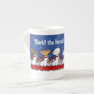 Tasse En Porcelaine Chiens de Noël drôles chantant Carol Pug Pomerania