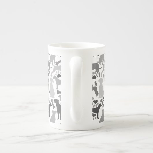 Tasse En Porcelaine Chiens et pattes motif 03.b Blancs BG (Dos)
