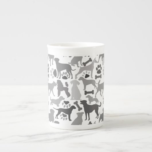 Tasse En Porcelaine Chiens et pattes motif 03.b Blancs BG (Devant)