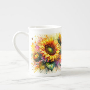 Tasse En Porcelaine Chine osseuse - Fleurs de soleil