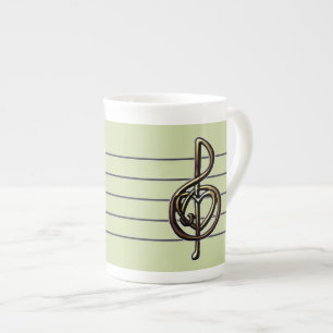 Tasse En Porcelaine Choisir une couleur Embossée Look Treble Clef et H