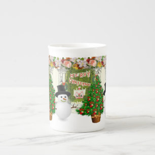 Tasse En Porcelaine Christmas Mug, Snowman, Joyeux Noël