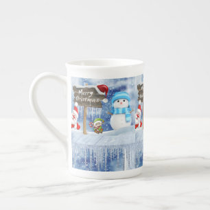 Tasse En Porcelaine Christmas Mug, Snowman, Joyeux Noël