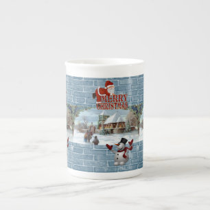 Tasse En Porcelaine Christmas Mug, Snowman, Joyeux Noël