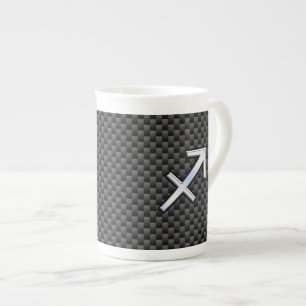 Tasse En Porcelaine Chrome Like Sagittarius Sign Carbon Fiber Print