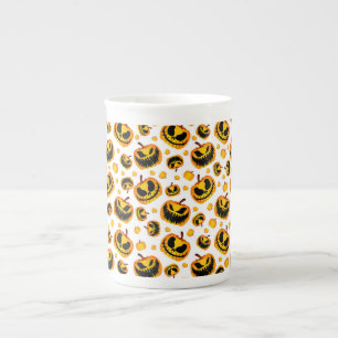 Tasse En Porcelaine Citrouille blanc Éffrayant Halloween