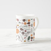 Tasse En Porcelaine Citrouille d'automne motif graphique contemporain (Devant droit)