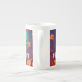 Tasse En Porcelaine Citrouille orange effrayant avec visage, Halloween (Dos)