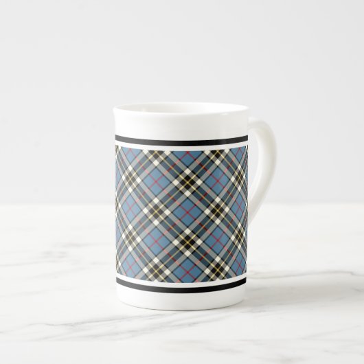 Tasse En Porcelaine Clan Thompson Robe Tartan bleu clair Plaid (Devant droit)