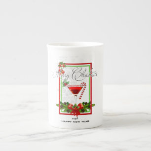 Tasse En Porcelaine Cocktail de Noël Aquarelle Art