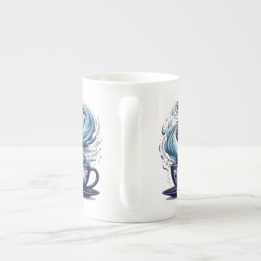 Tasse En Porcelaine Codage bleu ton Café Numéros binaires Programmateu (Dos)