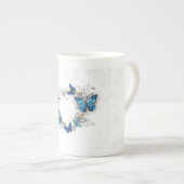 Tasse En Porcelaine Coeur bijoux avec papillons Morpho (Devant droit)
