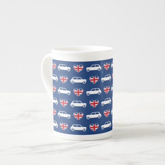 Tasse En Porcelaine Coeurs britanniques Mini Cooper - Bleu (Devant gauche)
