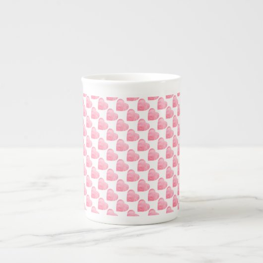 Tasse En Porcelaine Coeurs roses (Devant)