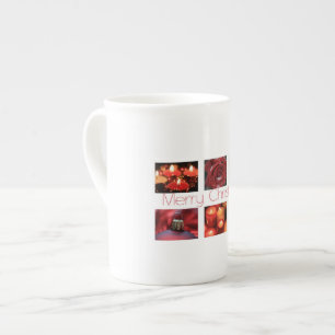 Tasse En Porcelaine Collage de Noël en rouge