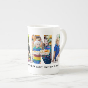 Tasse En Porcelaine Collage de photos NANA Lettre découpée Personnalis