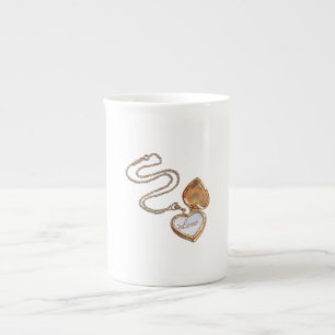 Tasse En Porcelaine Collier Cœur Or Amour Blanc
