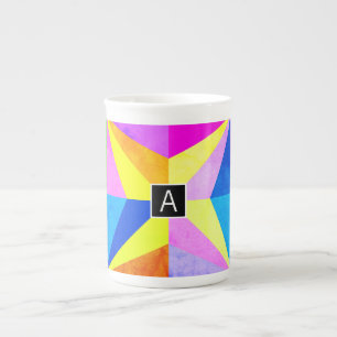 Tasse En Porcelaine Coloré Moderne Géométrique Multicolore Monogramm