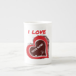 Tasse En Porcelaine Conception de cœur d'amour Grunge modifiable – Ajo