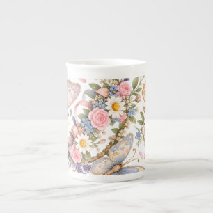 Tasse En Porcelaine Conception de jardin de papillon sucré pour magiqu