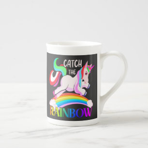 Tasse En Porcelaine Conception de licorne arc-en-ciel Catch