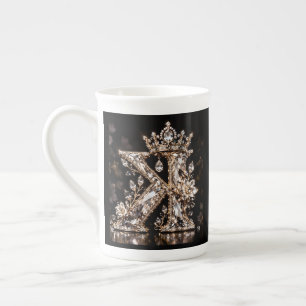 Tasse En Porcelaine Conception de luxe en cristal beige avec la lettre