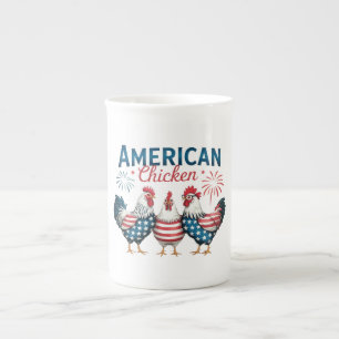 Tasse En Porcelaine Conception de poulet américain patriotique du 4 ju