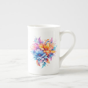 Tasse En Porcelaine Conception Fleurs Florales Aquarelle-24683
