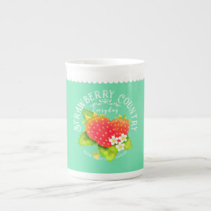 Tasse En Porcelaine Conception Turquoise fraise.