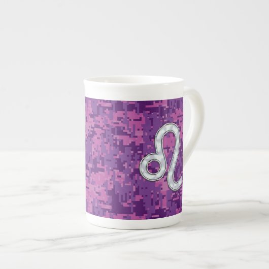 Tasse En Porcelaine Connexion Leo Zodiac sur Camion numérique Fuchsia (Devant droit)