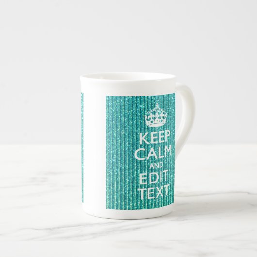Tasse En Porcelaine Conserver le calme du texte personnalisé sur Turqu (Devant droit)