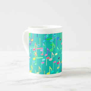 Tasse En Porcelaine Copie de notes musicales - turquoise, multi