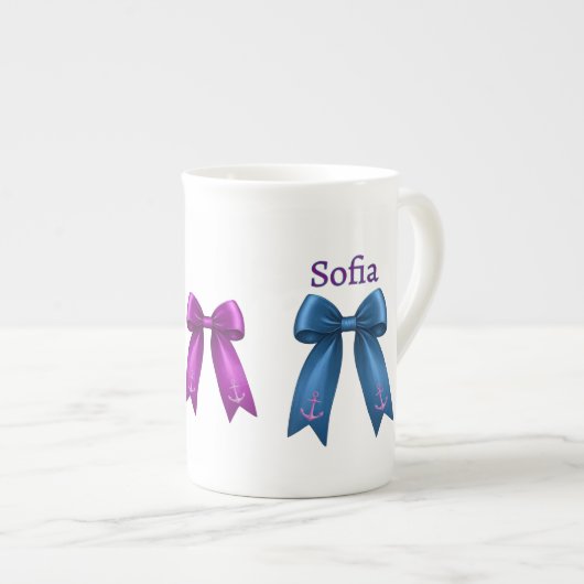 Tasse En Porcelaine Coquette Nautical Bow! (Devant droit)