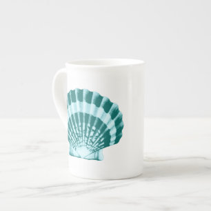 Tasse En Porcelaine Coquillage - Tons bleu turquoise