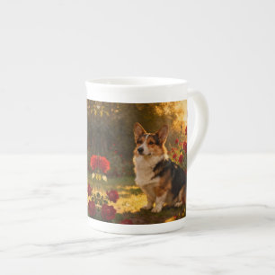 Tasse En Porcelaine Corgi dans les Roses I