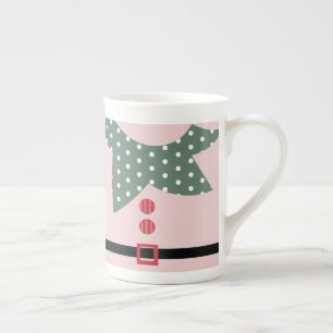 Tasse En Porcelaine Costume de lutin de Noël rose pour soirée festive