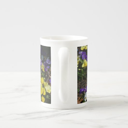 Tasse En Porcelaine Coteau de panneaux violets et jaunes (Dos)