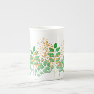 Tasse En Porcelaine Coupe de Chine osseuse cadeau avec fleurs et Feuil
