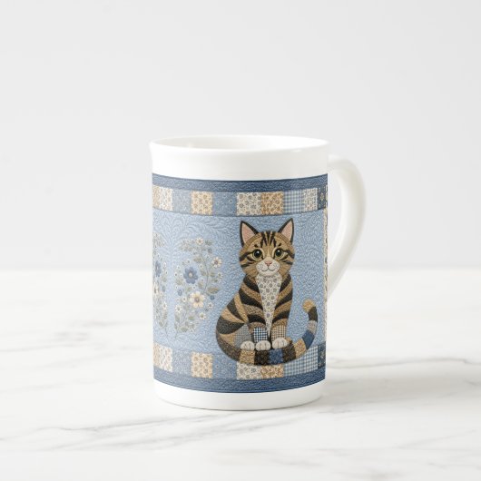Tasse En Porcelaine Couverture chat tigré (Devant droit)