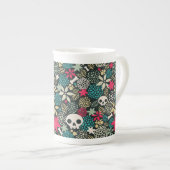 Tasse En Porcelaine Crâne en fleurs (Devant droit)