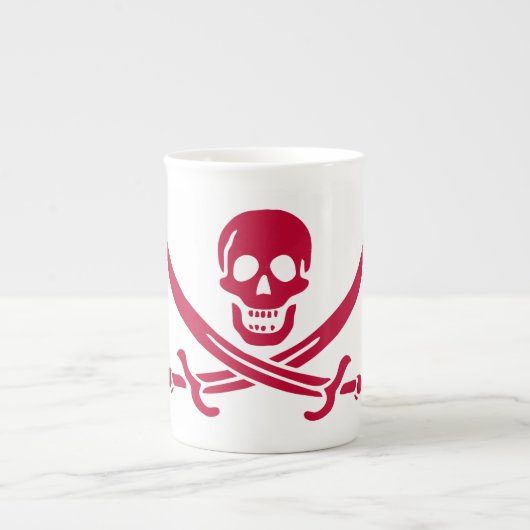 Tasse En Porcelaine Crâne et épées de Crimson Drapeau pirate de Calico (Devant)