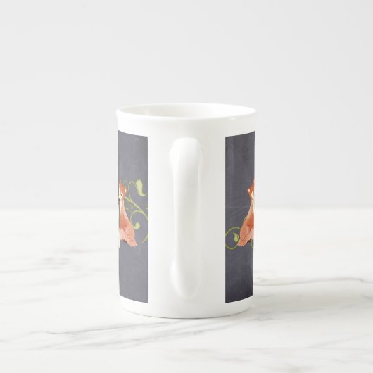 Tasse En Porcelaine Créatures animales boisées, renard n vignes Nouvea (Dos)