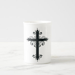 Tasse En Porcelaine Croix sculptée décorative de luxe