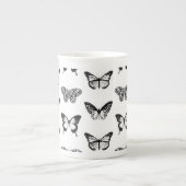 Tasse En Porcelaine Croquis de papillon, noir et blanc (Devant)