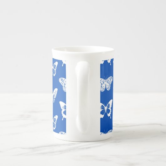 Tasse En Porcelaine Croquis papillon, bleu cobalt et blanc (Dos)