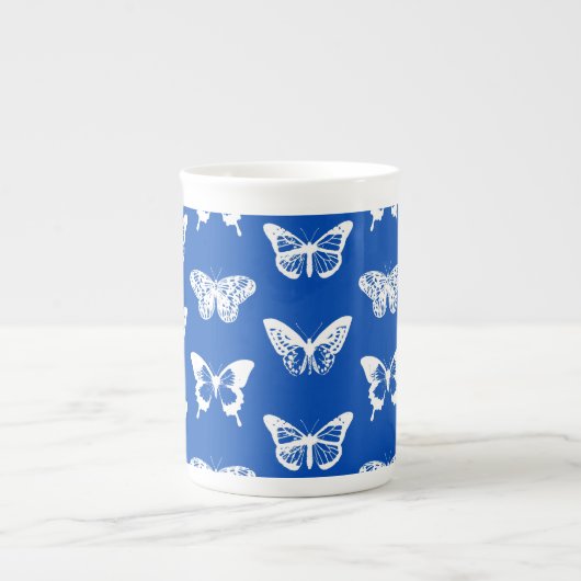 Tasse En Porcelaine Croquis papillon, bleu cobalt et blanc (Devant)