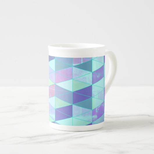 Tasse En Porcelaine Cubes en triangles Motif géométrique (Devant droit)